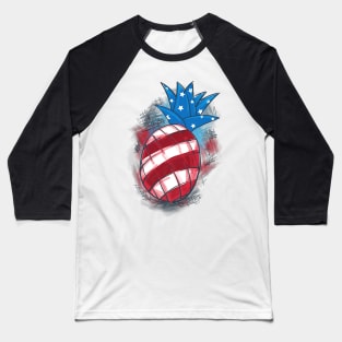 American Flag Pineapple Usa Tropic Plant Funny Baseball T-Shirt